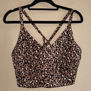 Aerie Leopard Print Strappy‎ Sports Bra Size Extra Large